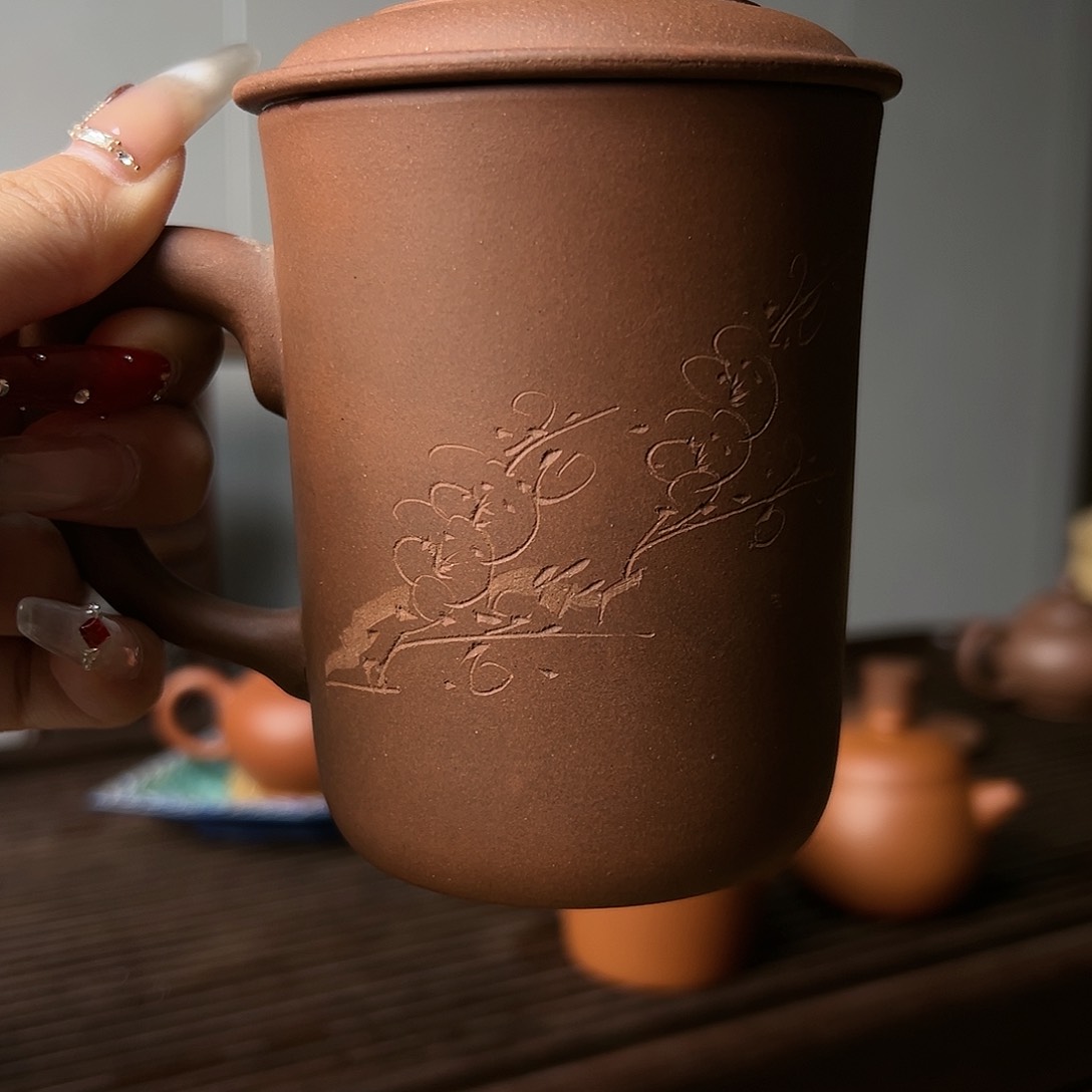 【闪购商品】紫砂茶壶某革清水泥盖杯