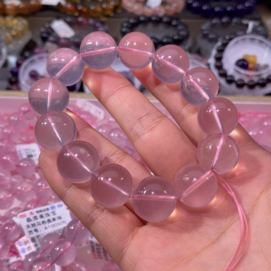 水晶手串未镶嵌绵*丶粉晶15.7+