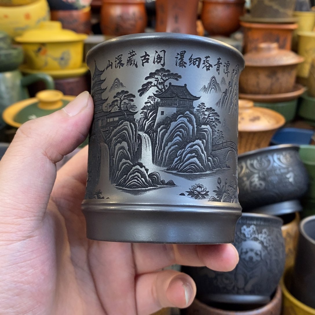 紫砂杯子宜兴全手工紫砂杯