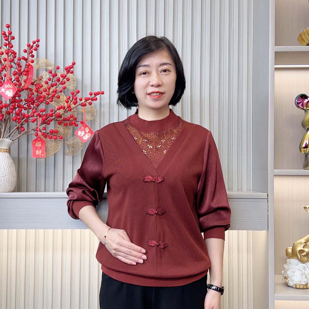 秋季新款洋气减龄百搭休闲宽松显瘦气质烫钻磨毛假两件妈妈装上衣