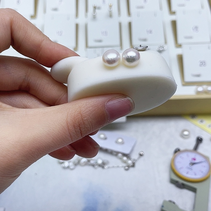 淡水珍珠耳饰银S925镶嵌审***姐