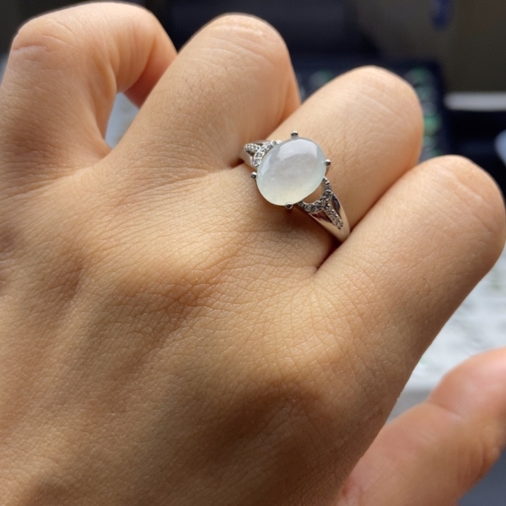 翡翠戒指银S925镶嵌戒指