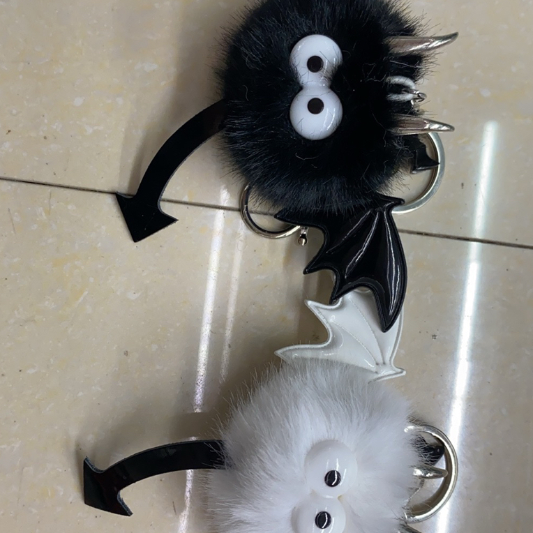 可爱萌趣万圣节书包仿水貂煤球毛小恶魔挂件包包ins钥匙扣挂饰