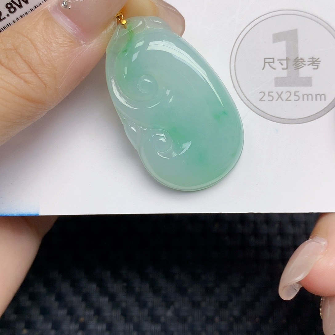 翡翠18K金镶嵌颈饰天然缅甸翡翠A货