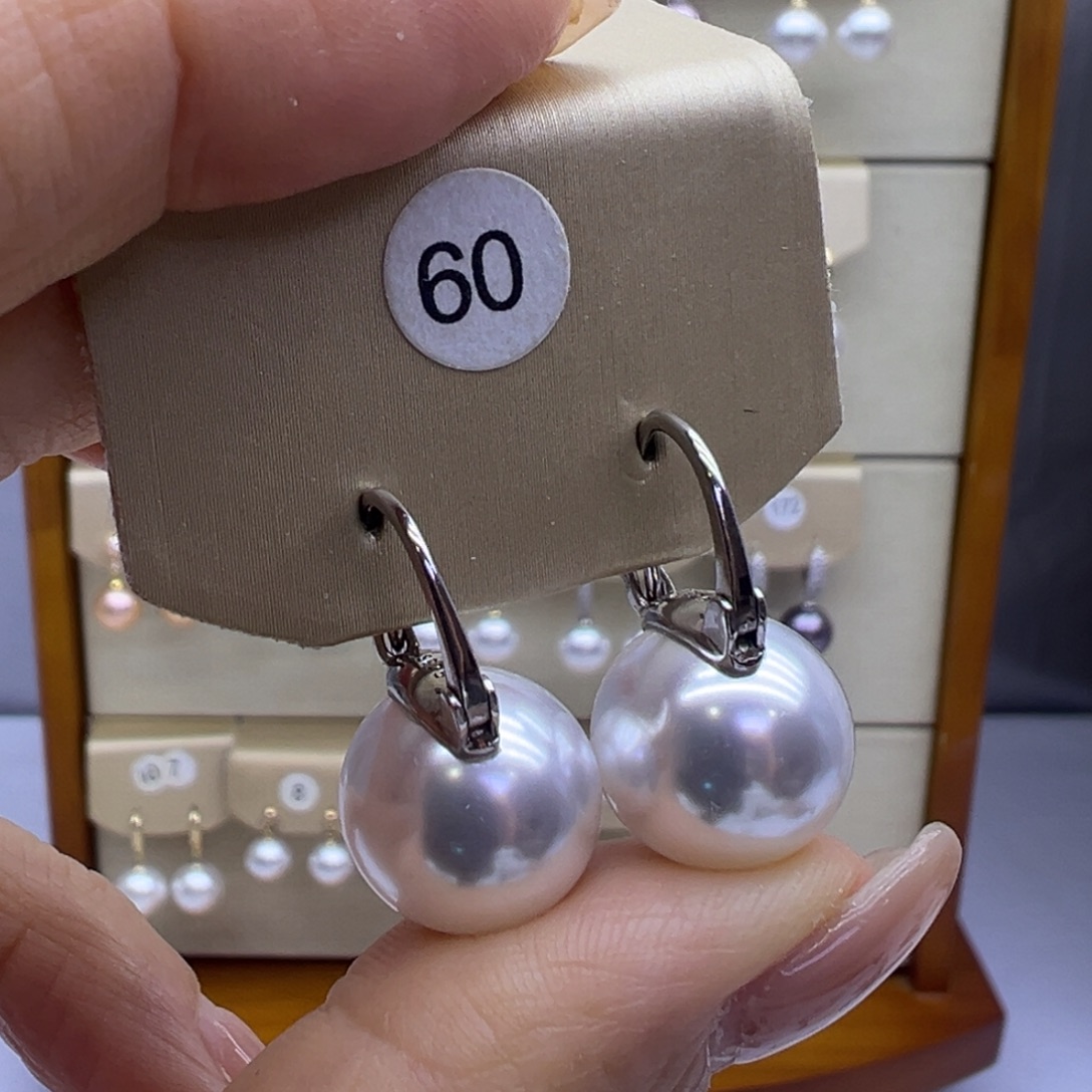 银S925镶嵌淡水珍珠耳饰