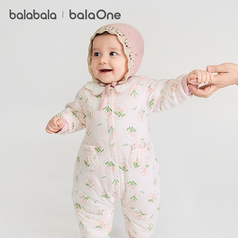 【balaOne】巴拉巴拉婴儿连体衣宝宝哈衣爬服2025新款加厚甜美精致