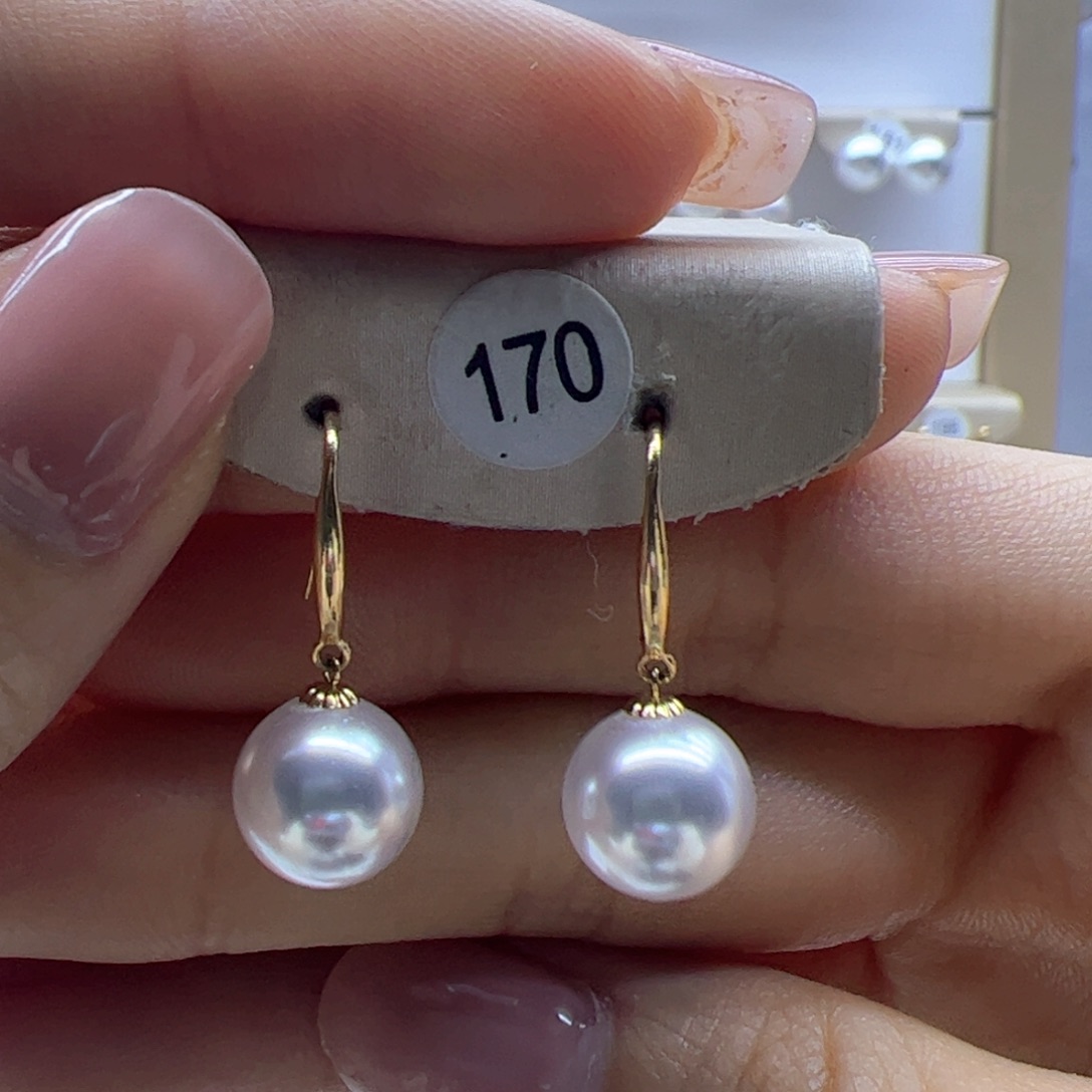 淡水珍珠耳饰18K金镶嵌
