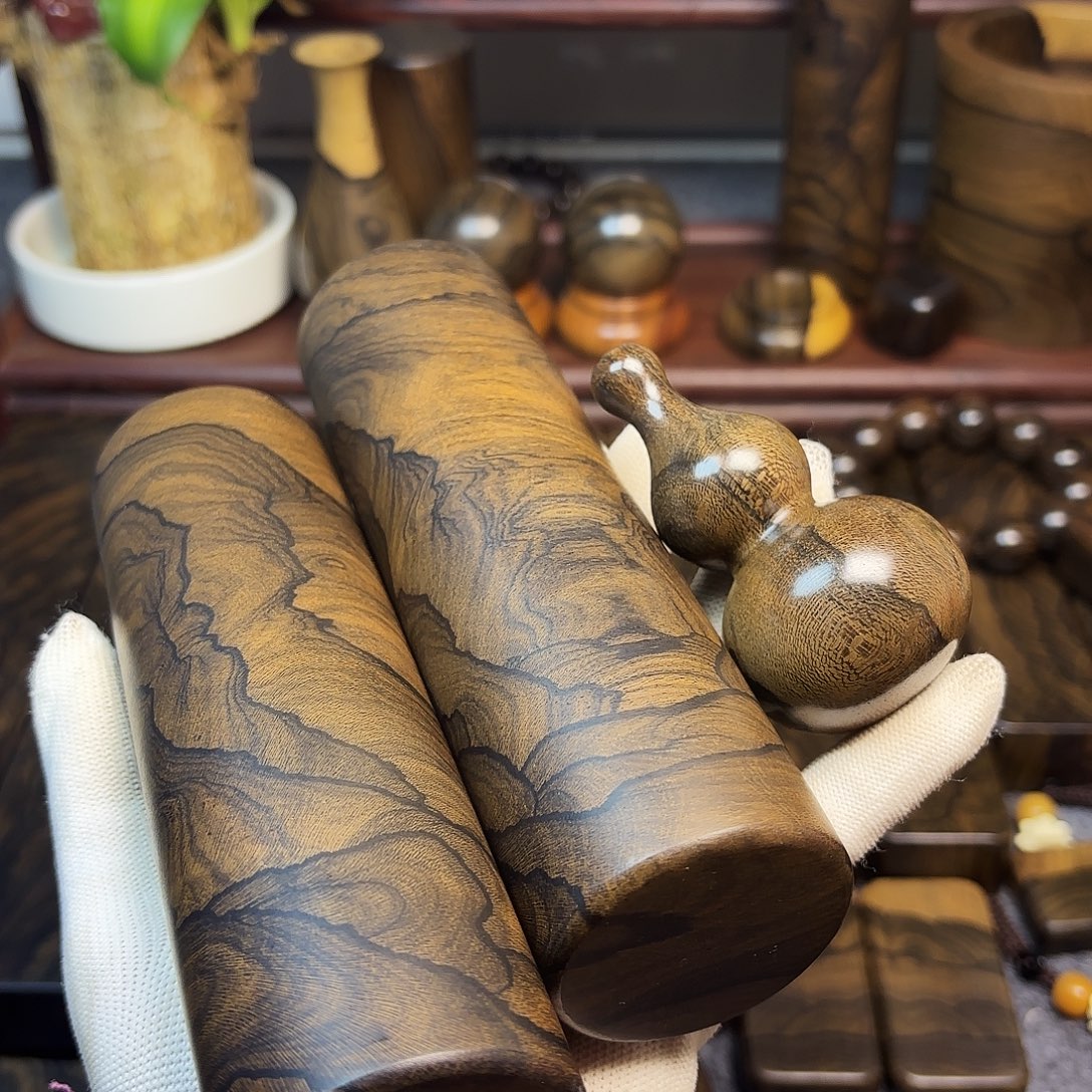 帅***豆破布木（黑柿木）圆棍2个+葫芦一个