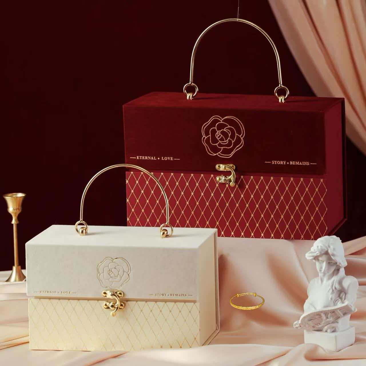 130-山茶花系列手提礼物盒教师节创意仪式感空盒伴手礼中式简约