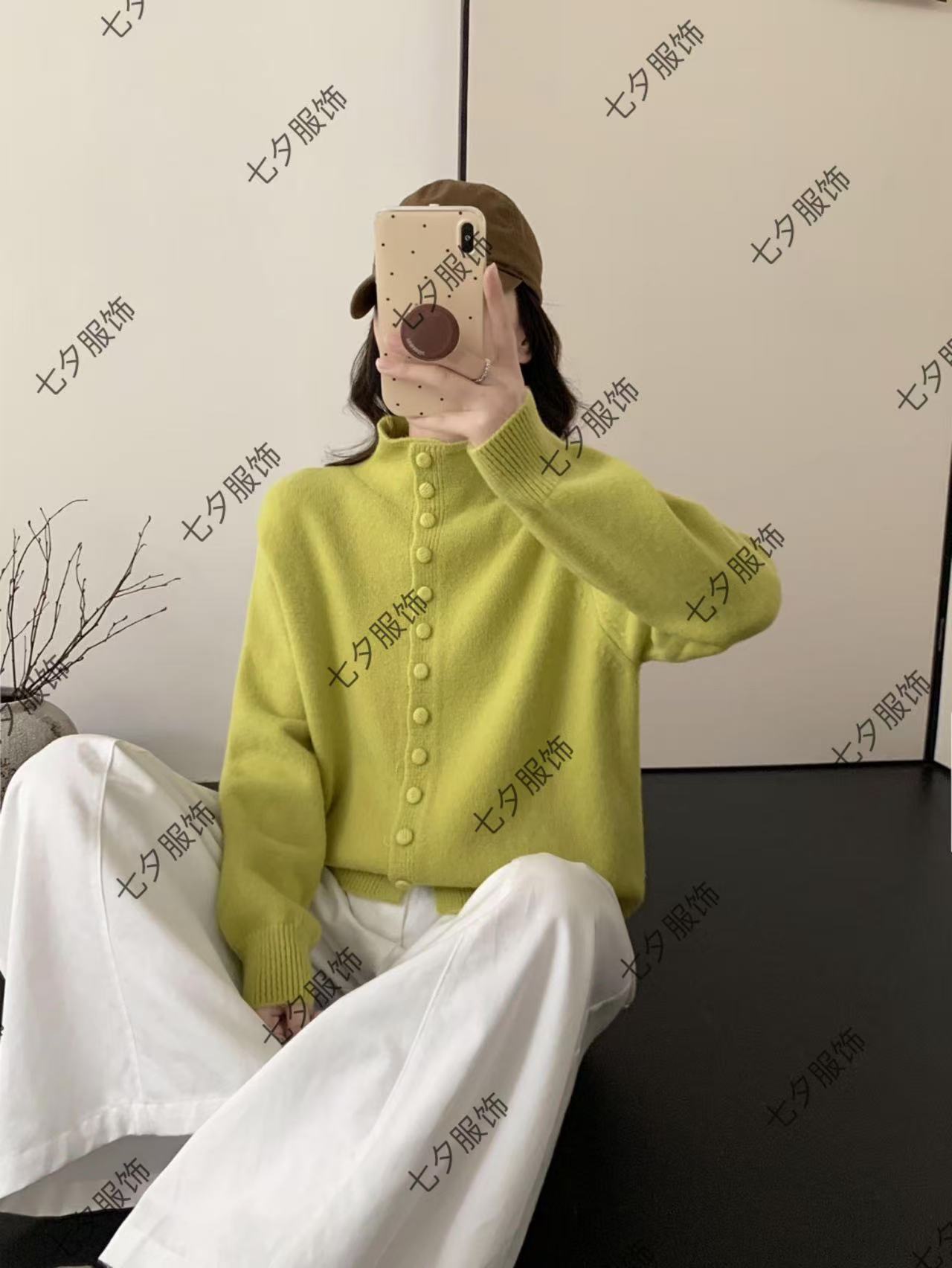 2025新款秋冬毛针织衫百搭宽松套头开衫半高领针织上衣秋冬