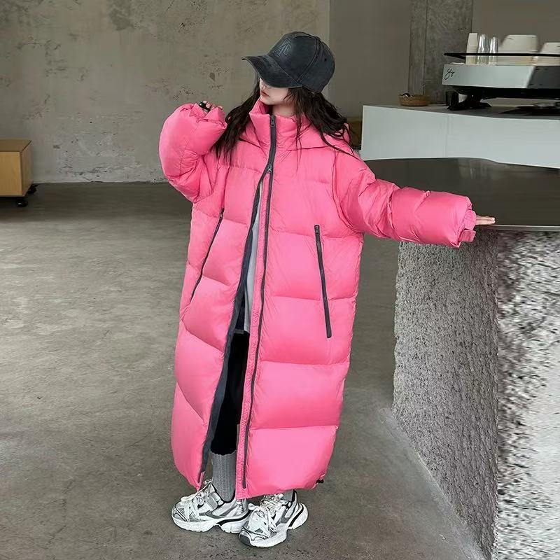 501119《现》2025冬季保暖儿童百搭时尚女童连帽长款洋气羽绒服