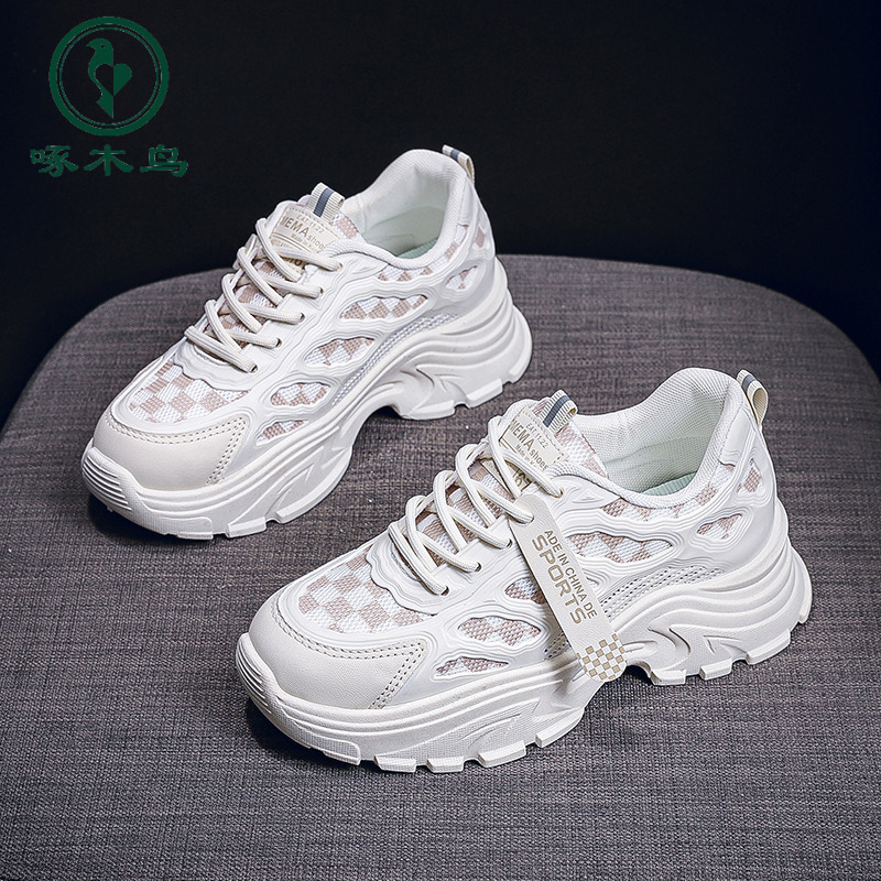 【正品】啄木鸟韩版新款老爹鞋女秋季学生运动跑步鞋透气休闲鞋增高
