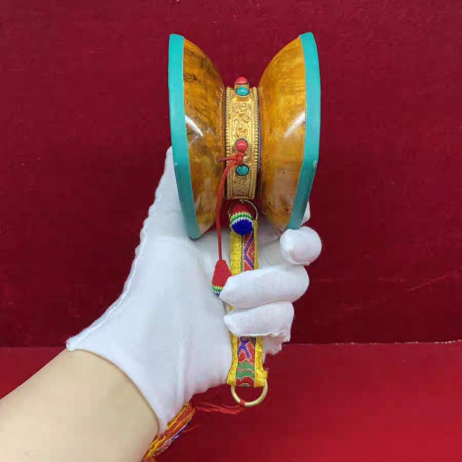 玺藏馆 不丹羊皮密宗法器手鼓 法鼓  密宗法器  包邮