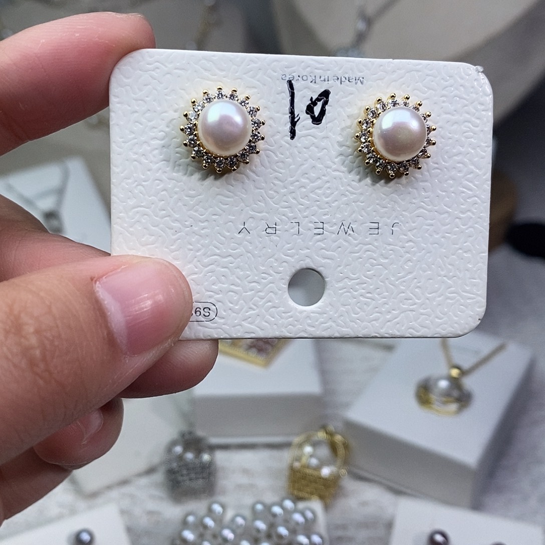 淡水珍珠耳饰银S925镶嵌