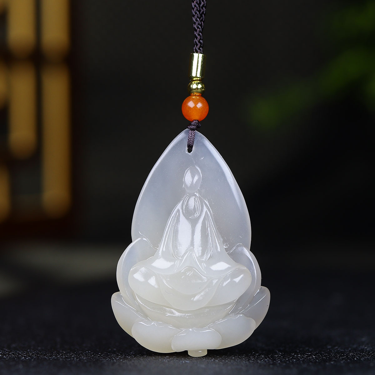 113013和田玉烟紫悟道挂件