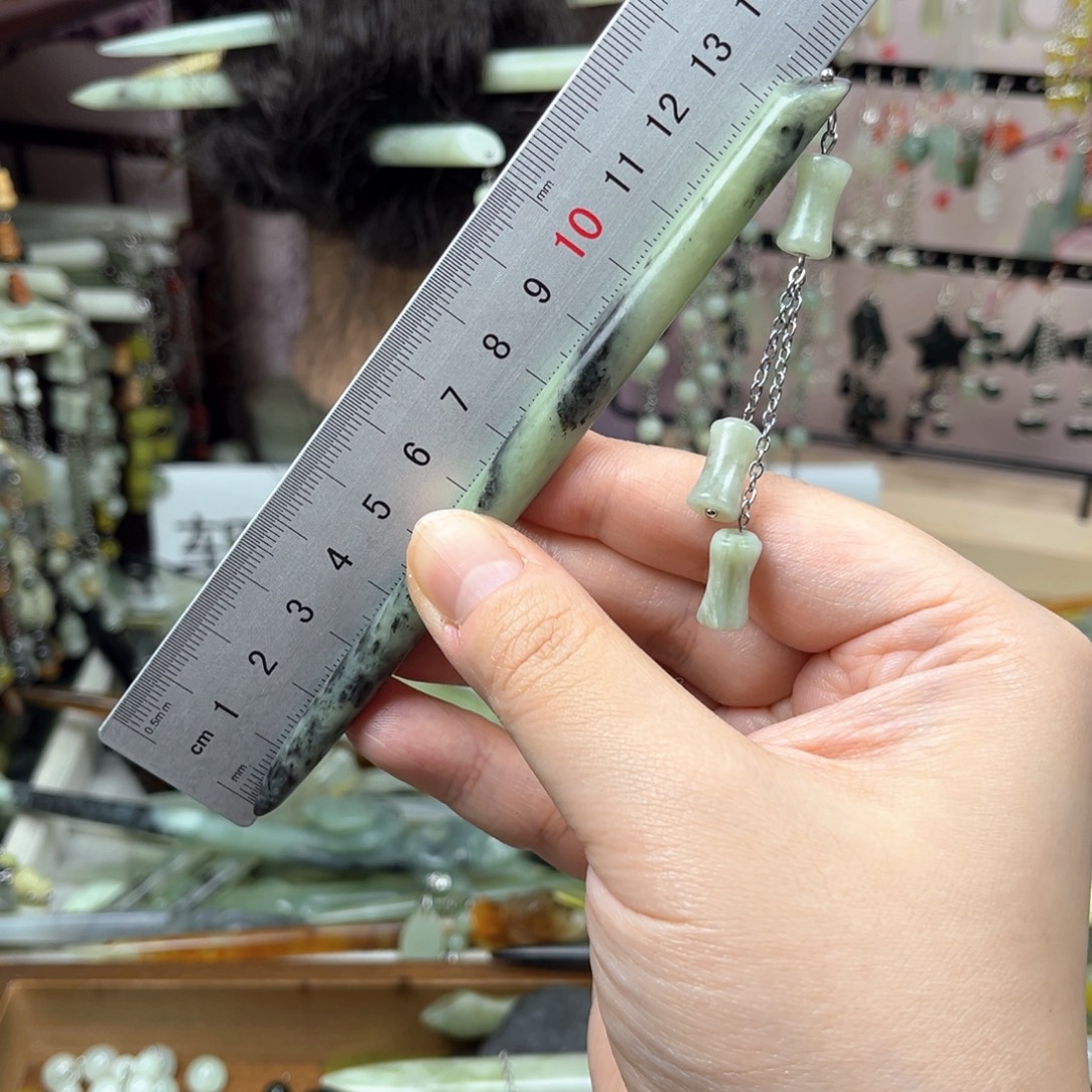 未镶嵌岫玉发饰长度14厘米左右