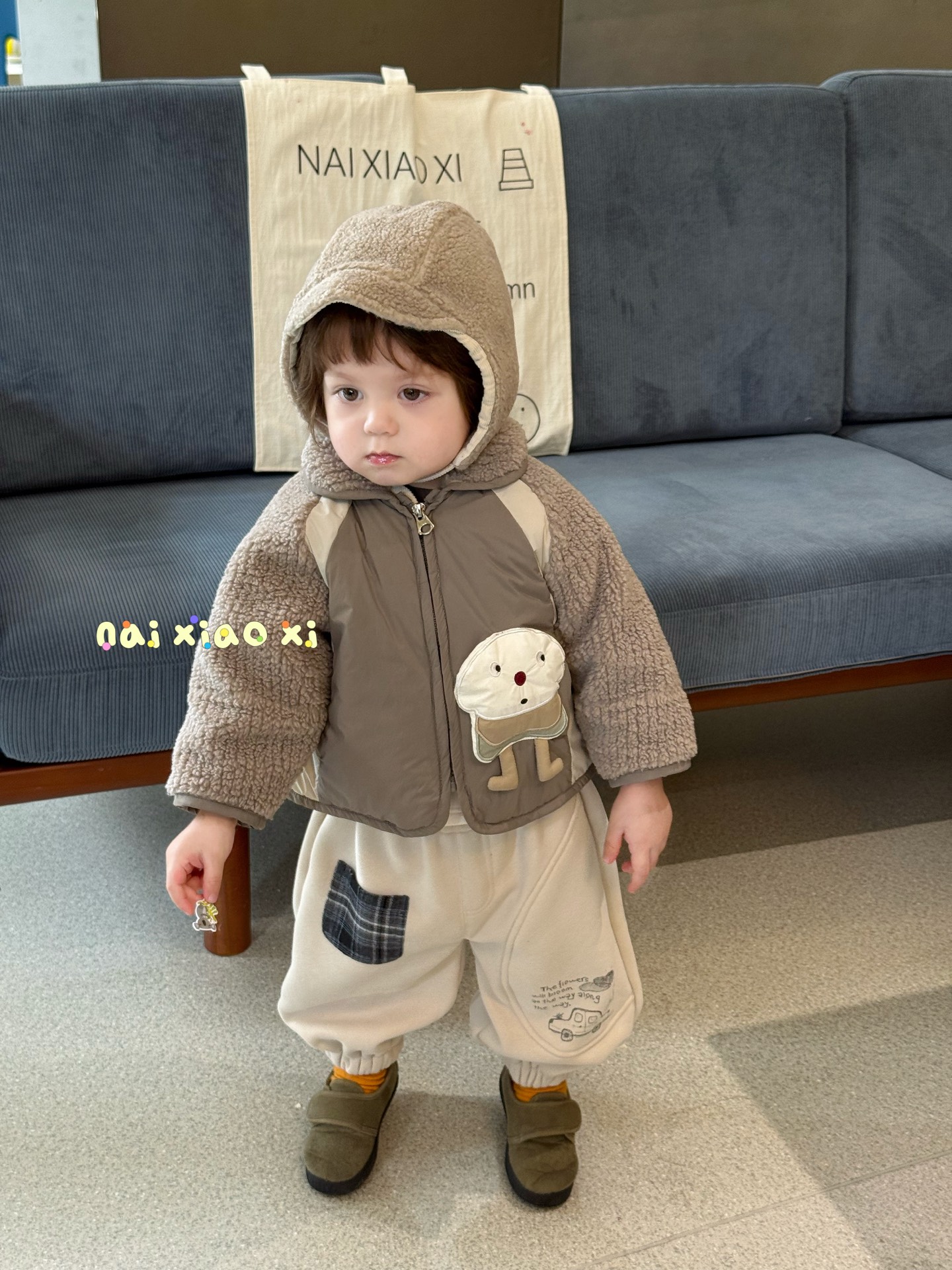 NXX--57051--休闲撞色裤--杏色--NO退NO换