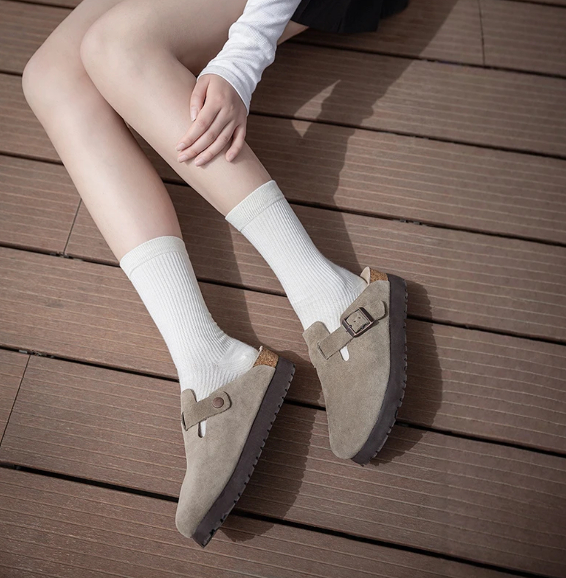 【厚底半包勃肯鞋】头层牛皮透气软木足弓支撑软底勃肯985-1加厚款