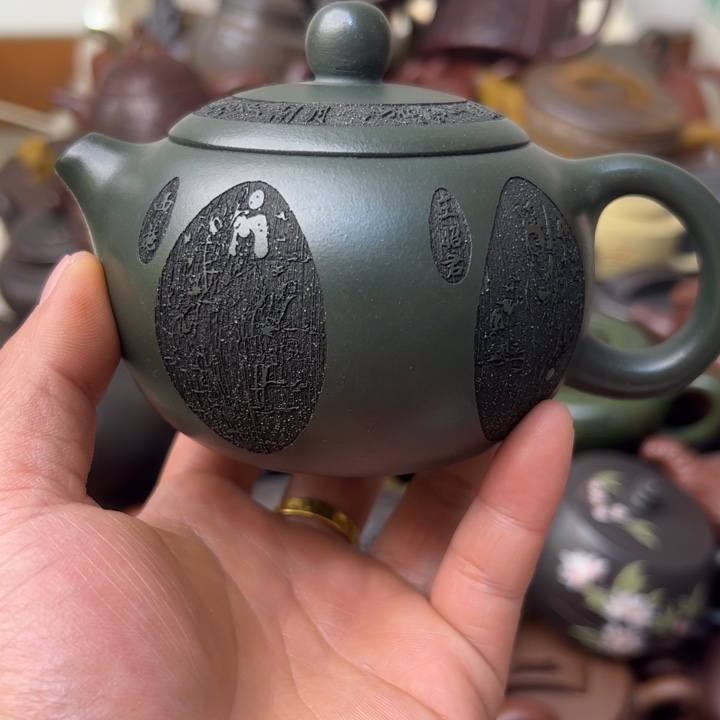 紫砂茶壶紫砂壶微瑕人物不清晰