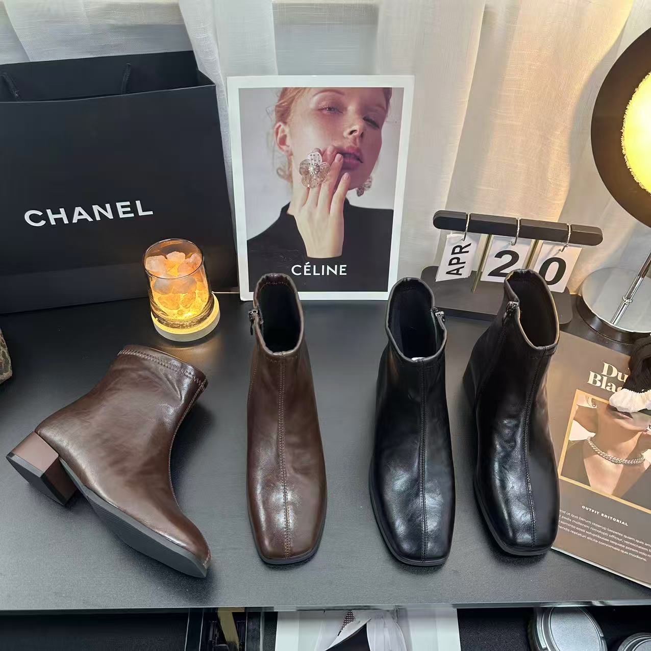 8391新款侧拉链方头舒适百搭软底小短靴