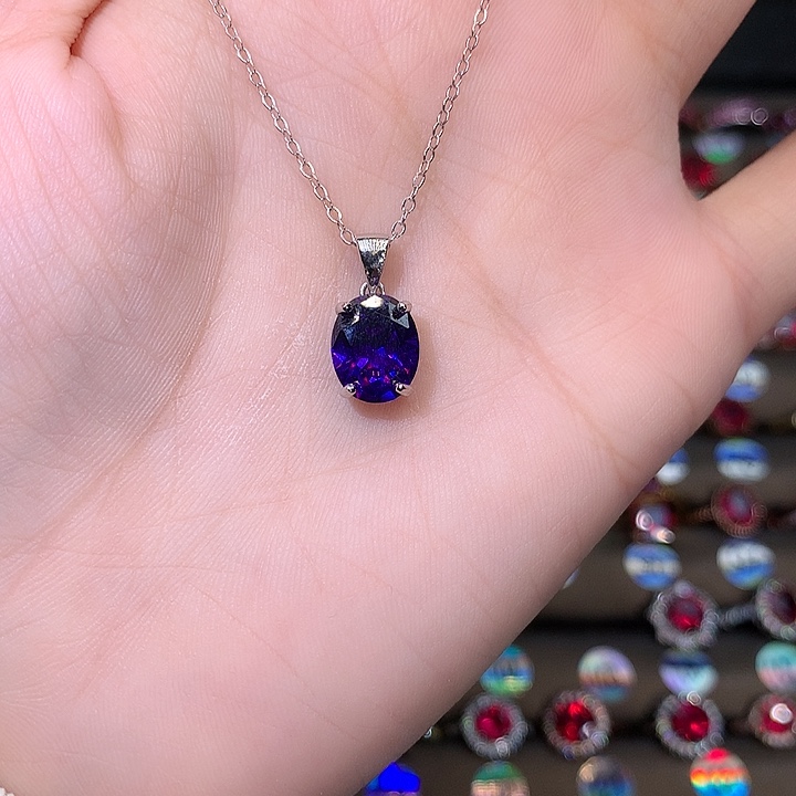 紫晶颈饰银S925镶嵌紫水晶