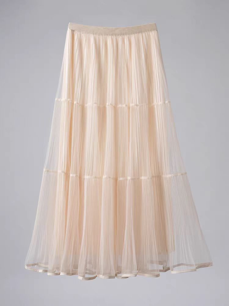 （01-60）A字春夏网纱裙女半身裙秋冬新款高腰时尚百搭裙显瘦半裙