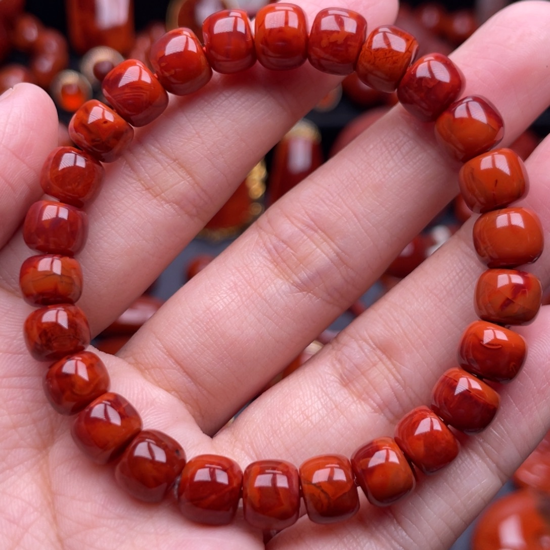 南红玛瑙未镶嵌珠宝奇石单圈8.5mm