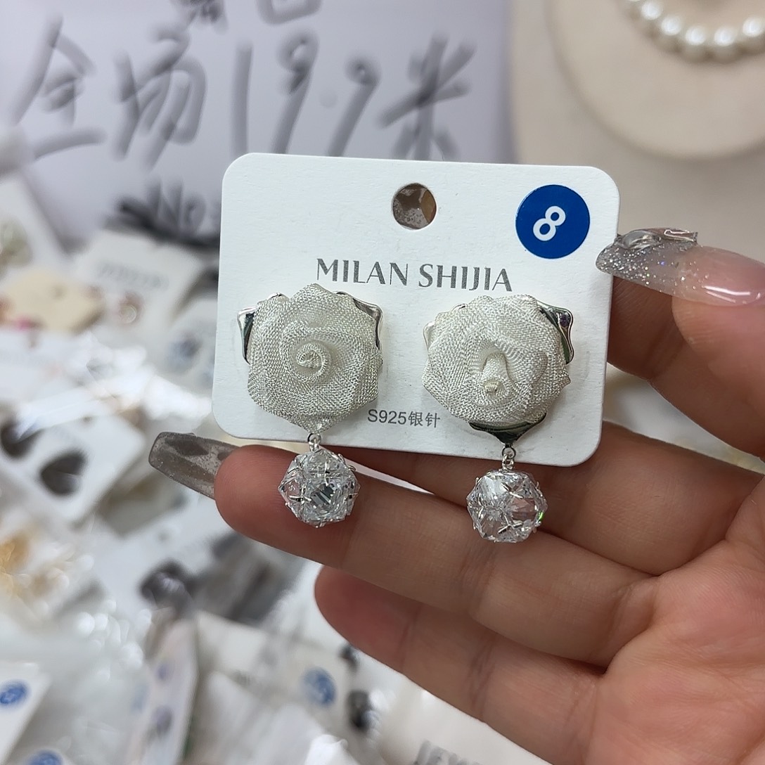 锆石铜合金925银耳钉的