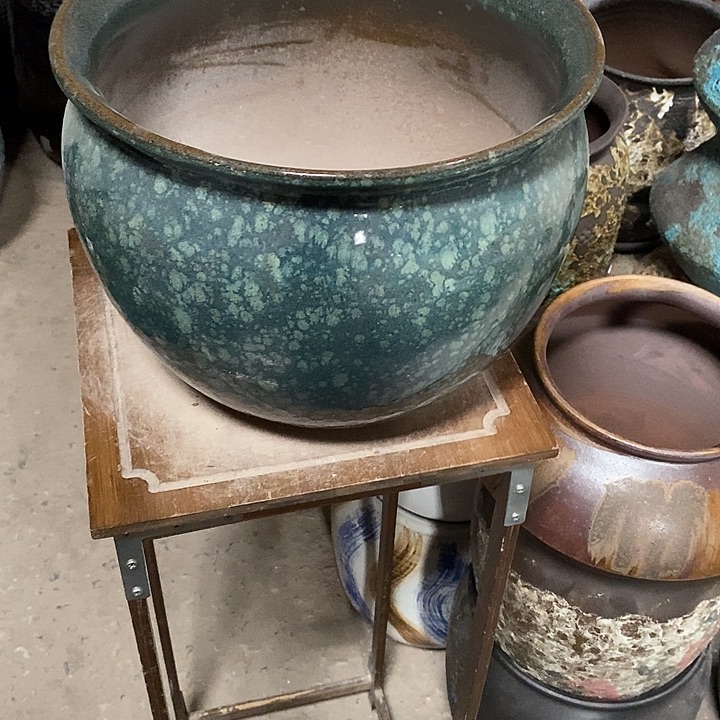 花盆紫砂口30高度24绿雪花………