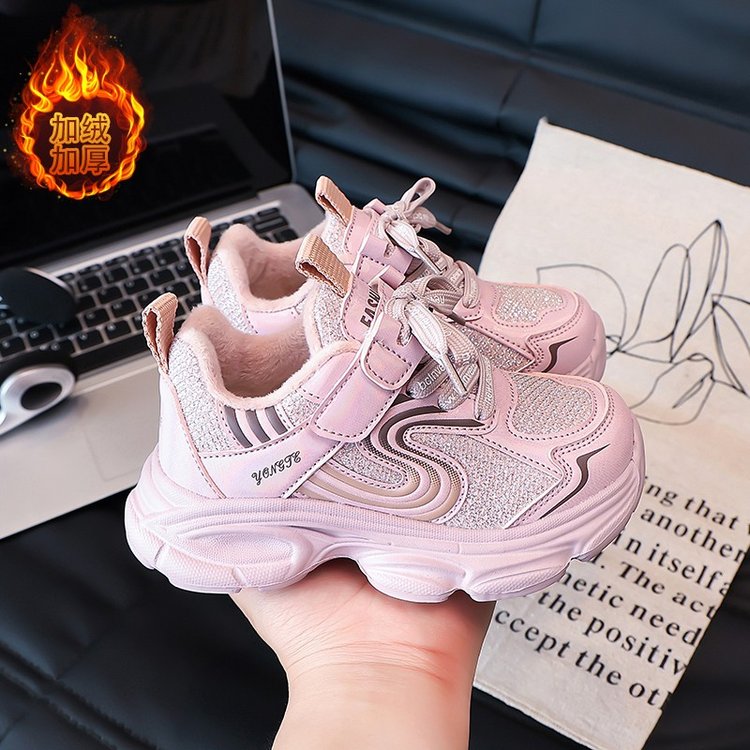 女童老爹鞋2025新款二棉加绒保暖秋冬防滑加厚