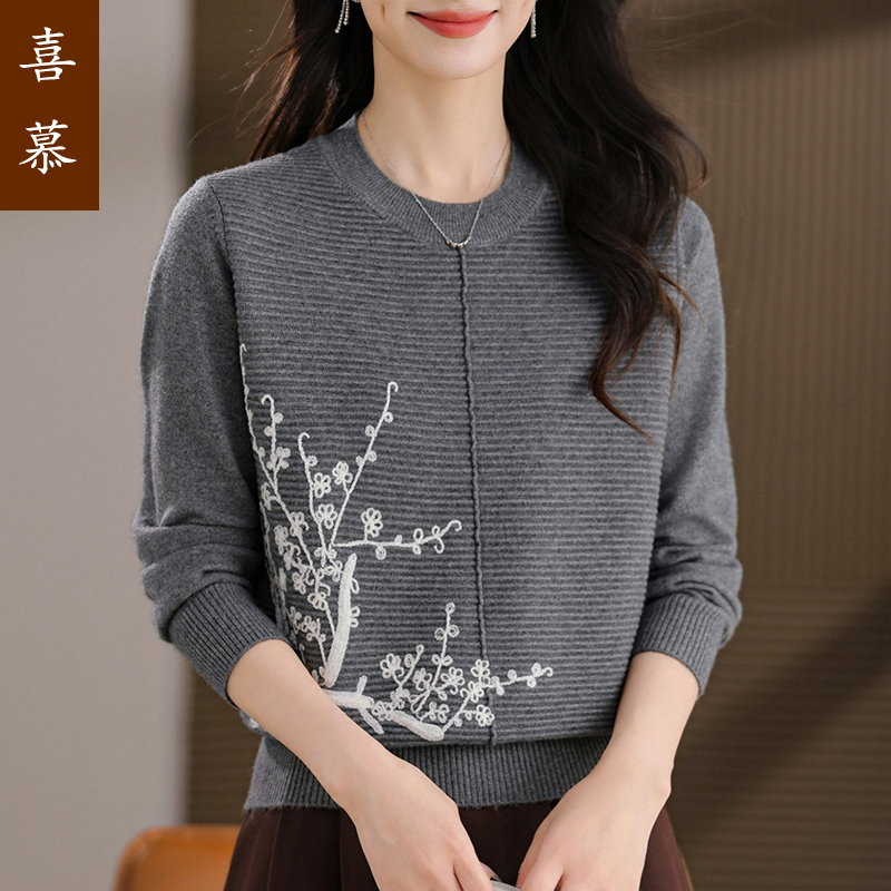 年轻妈妈秋装条纹针织衫2025新款洋气打底小衫中老年时尚减龄上衣