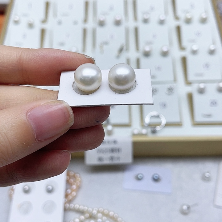 淡水珍珠耳饰银S925镶嵌审***姐
