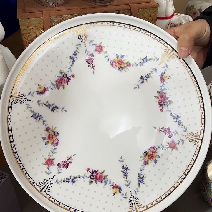 瓷片微瑕骨瓷立边盘一个