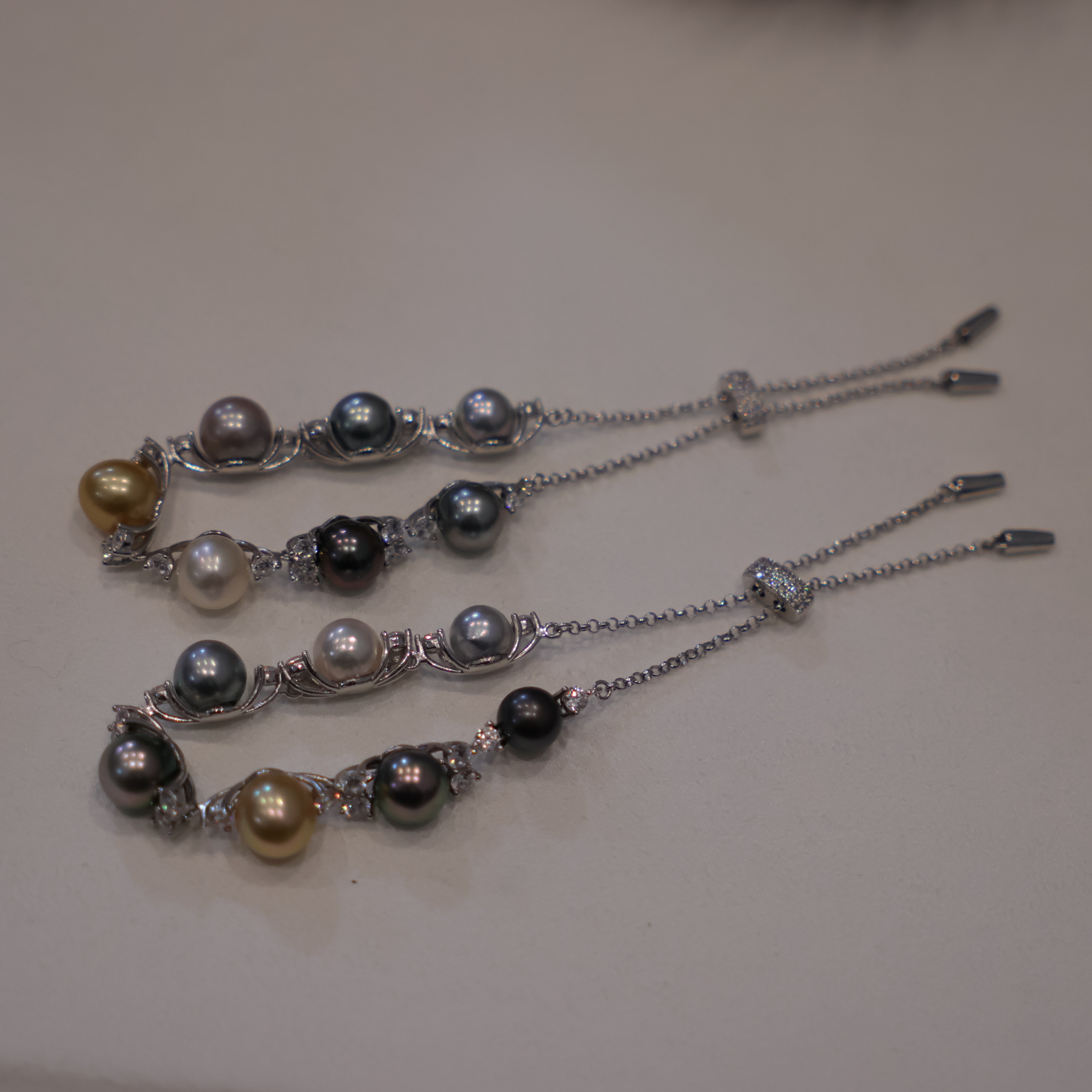 天然海水珍珠海水四兄弟珍珠手链s925银可拉升调节多样性发货发一