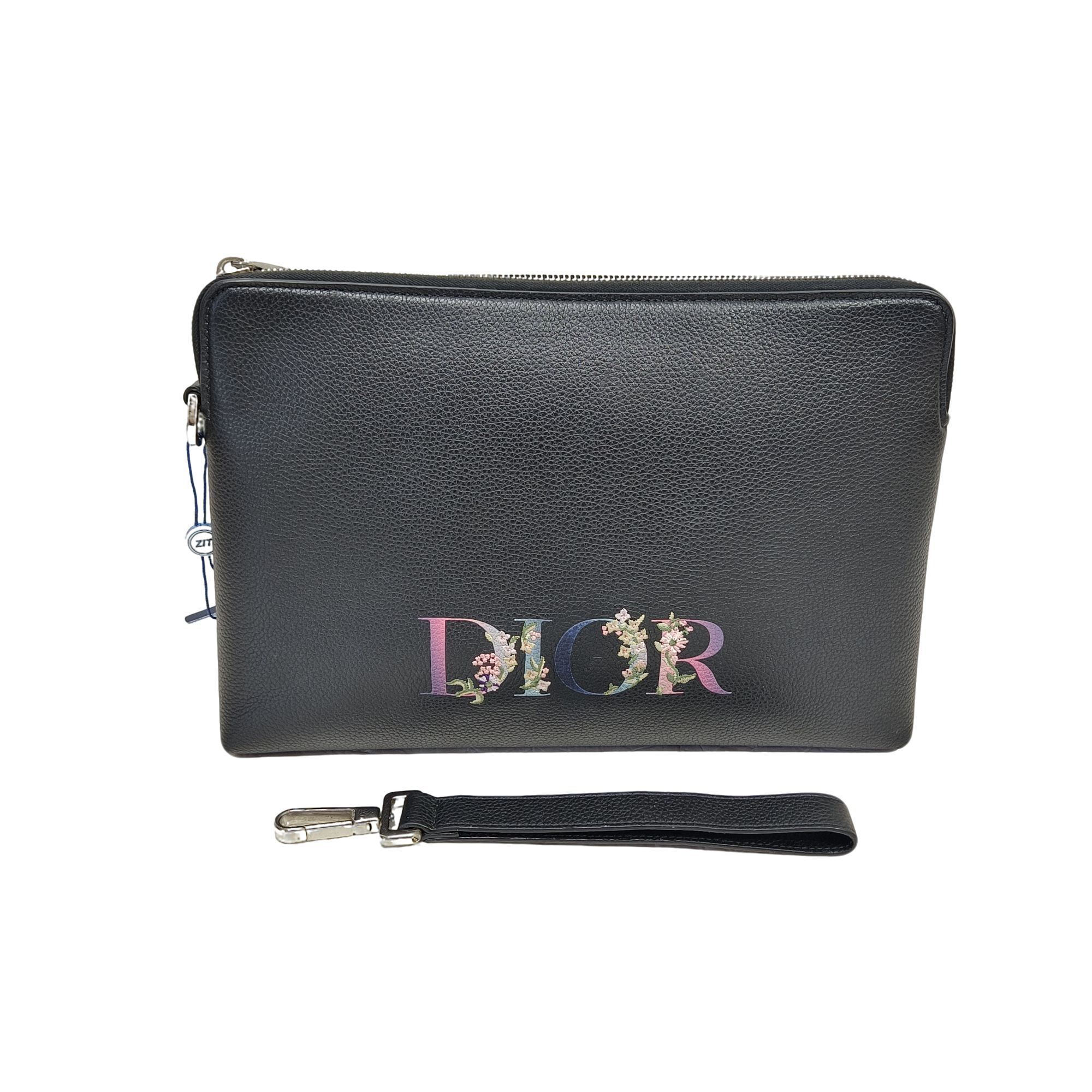99新 DIOR/迪奥 二奢男女包黑色全皮彩色渐变logo刺绣手拿包/1055