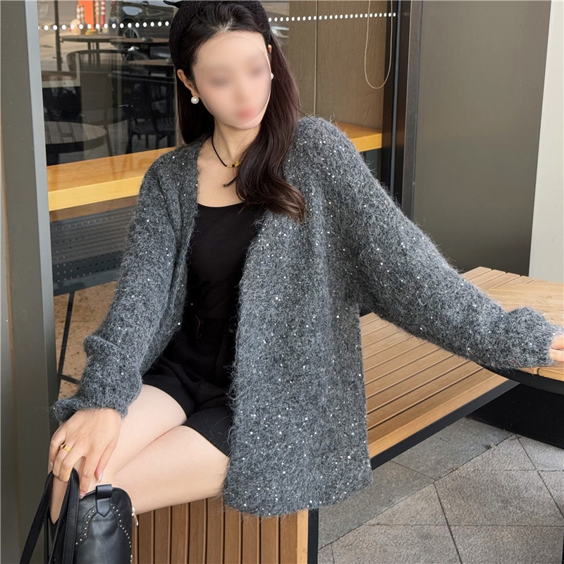 春秋新款韩版宽松毛衣外套百搭长袖时尚宽松针织开衫上衣女装