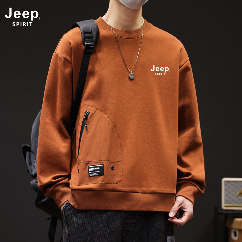 Jeep吉普休闲卫衣男士春秋宽松帅气时尚潮流长袖t恤百搭男款