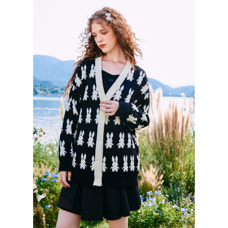 【陈大可专享】菀草壹针织衫女小众感开衫毛衣外套外搭上衣