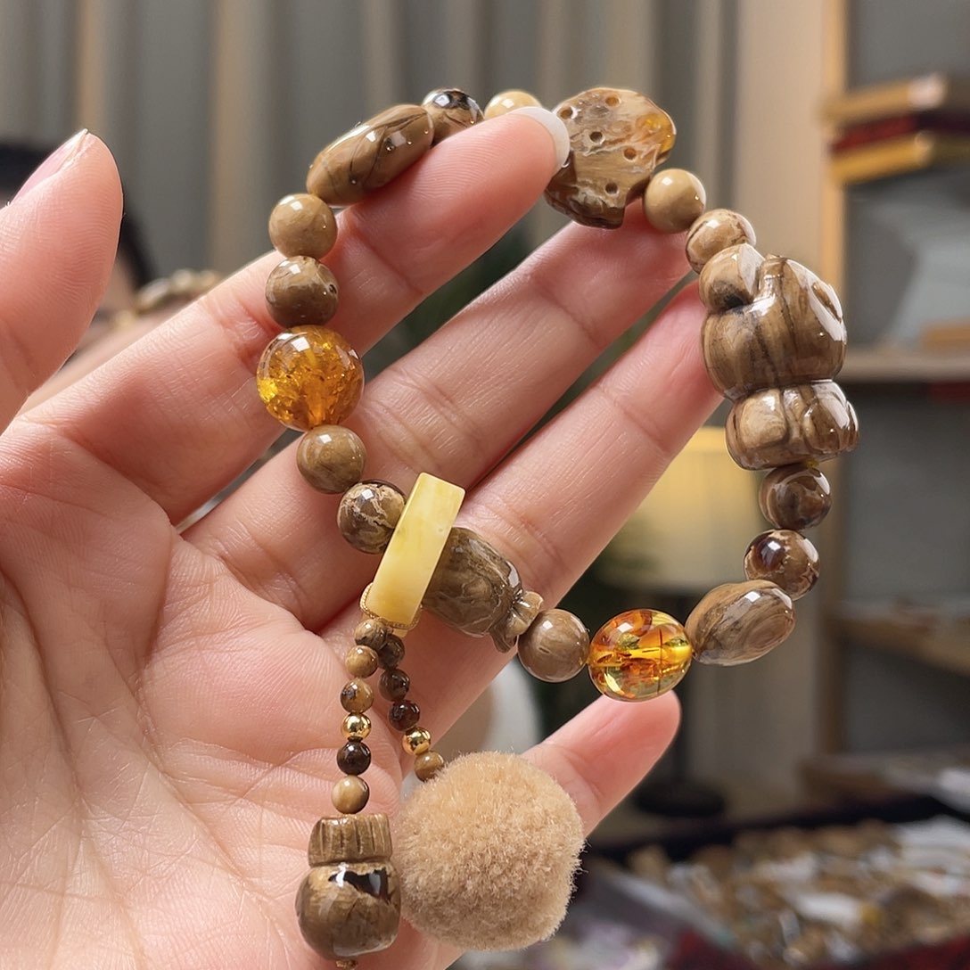 琥珀颈饰未镶嵌蜜蜡手串