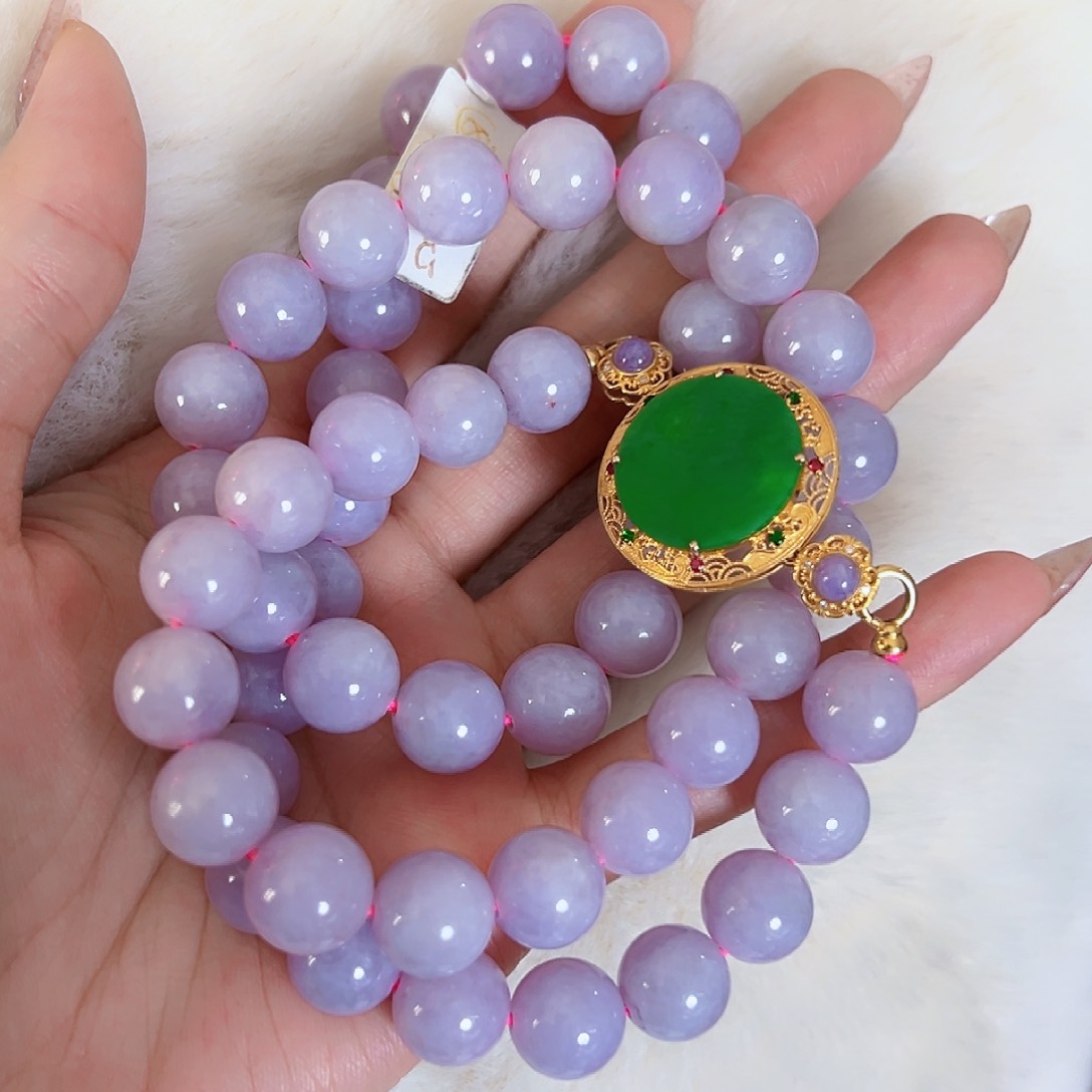 翡翠颈饰18K金镶嵌签收后24小时鉴赏期