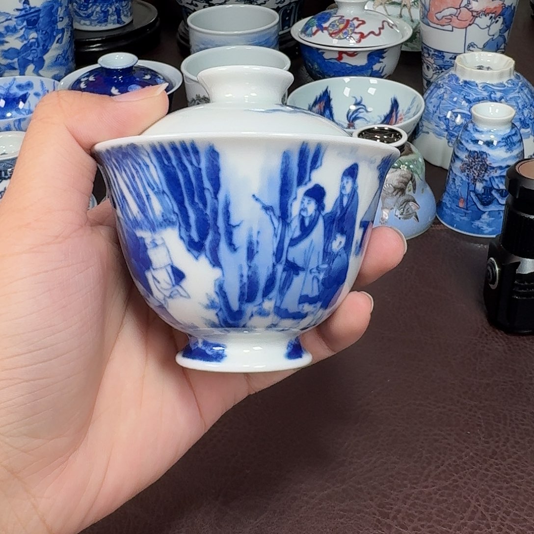 杯酒*化现代景德镇陶瓷盖碗