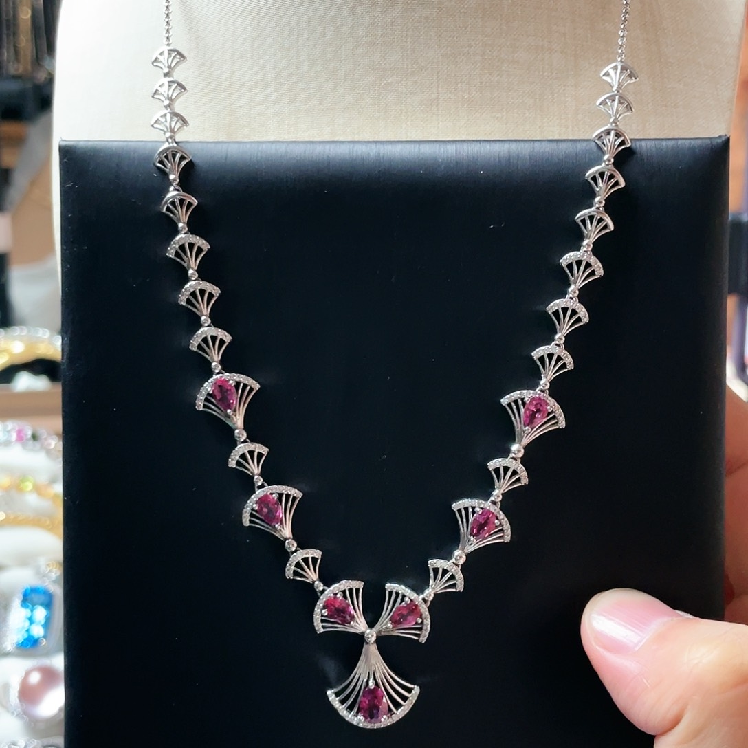 石榴石套链银S925镶嵌