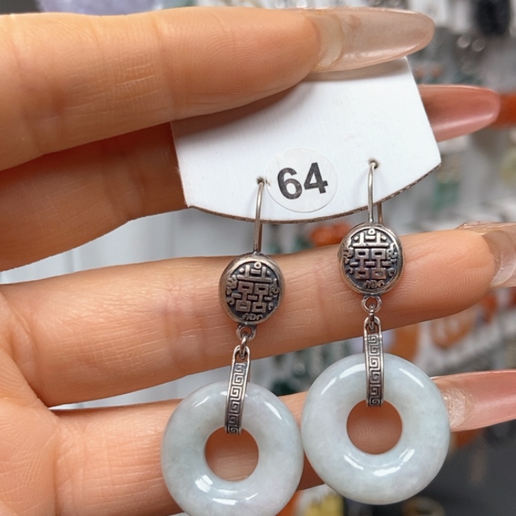 【闪购商品】翡翠耳饰银S925镶嵌耳饰