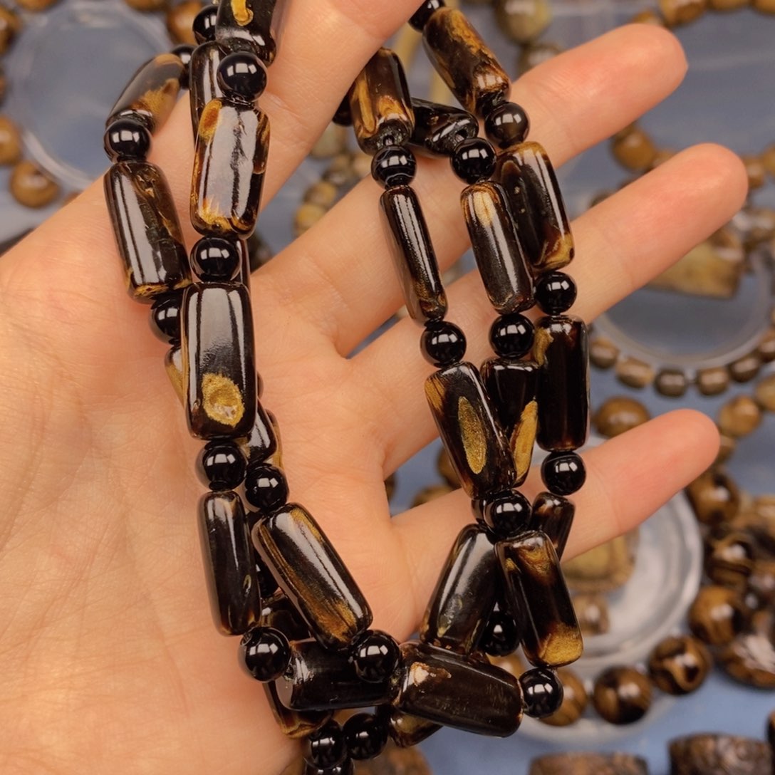 香榧木血柳竹节项链