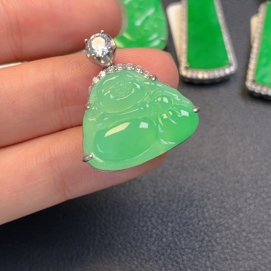 翡翠银S925镶嵌吊坠(不含链)