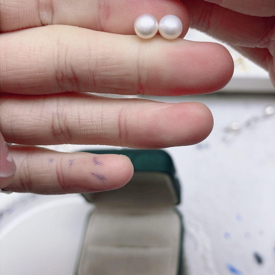 淡水珍珠耳饰银S925镶嵌懵**师