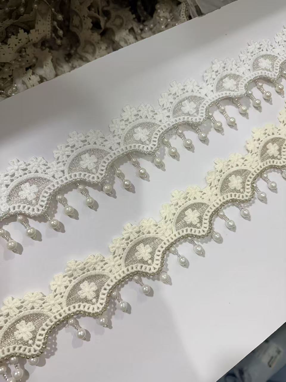 初雨纺织窗帘简约2025装饰新款帘头立边装饰珠绣花边中国风吊珠