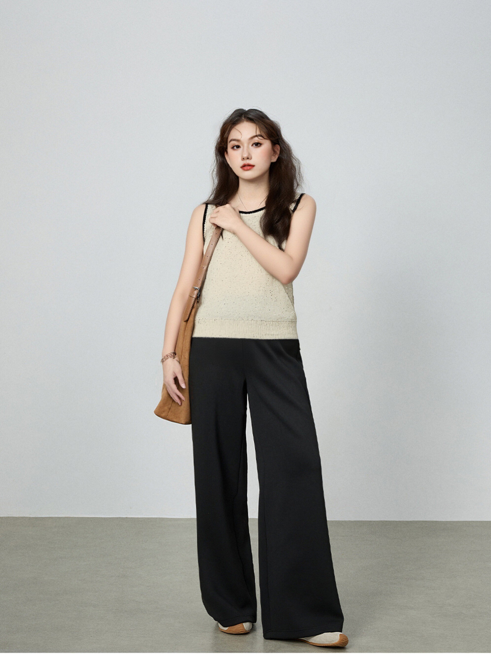 大码女装设计感珠片无袖上衣2025春胖mm外穿内搭针织背心女