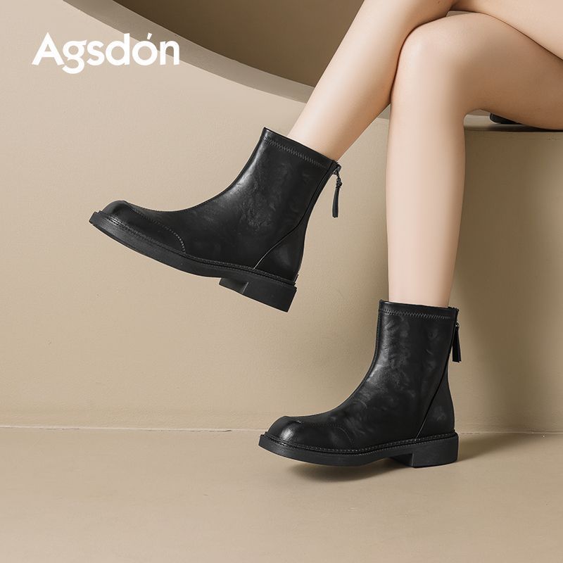 654191马丁靴女2025新款秋季厚底黑色短筒靴小个子美拉德西部靴