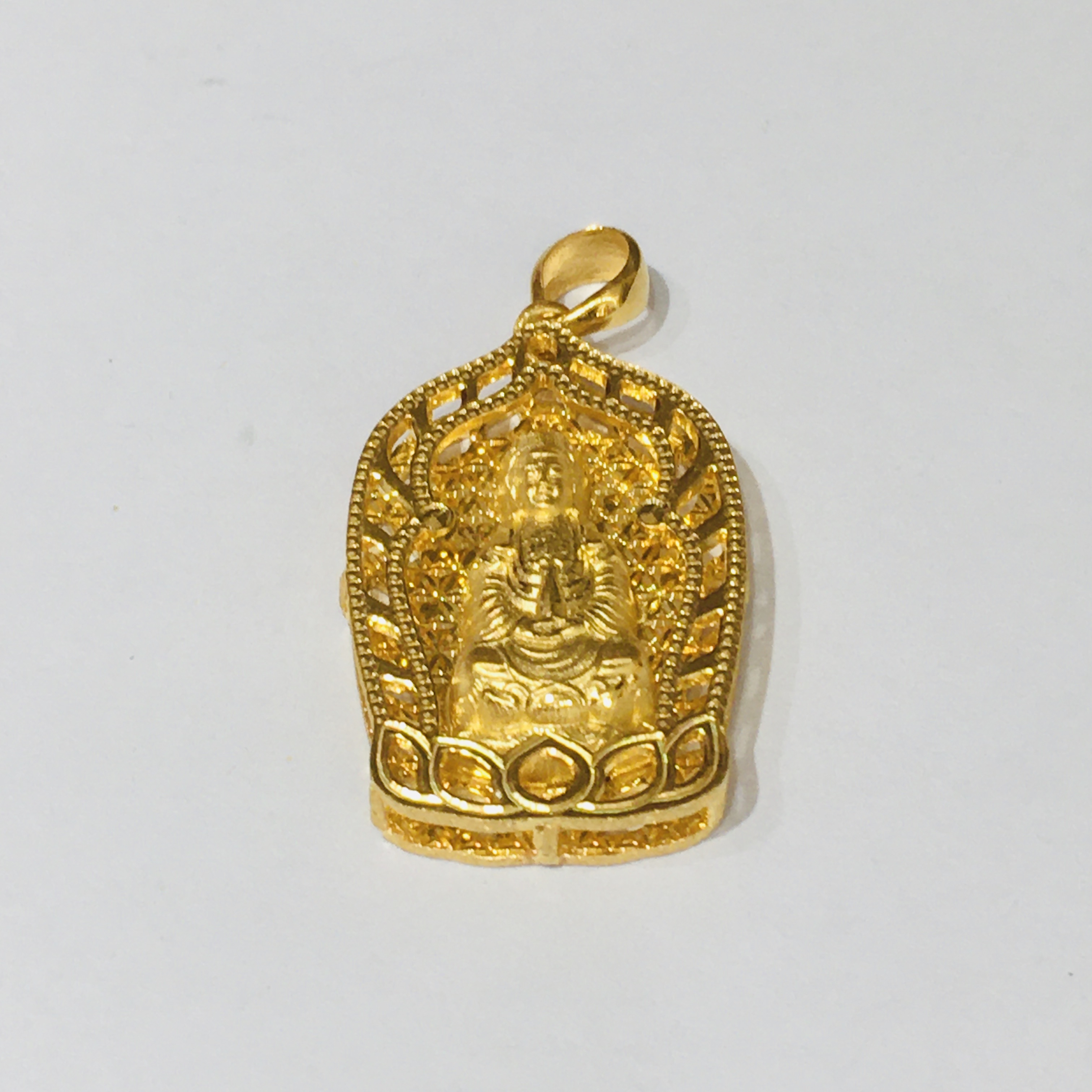 黄金足金999观音吊坠